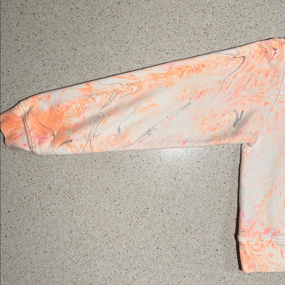 Cotton Citizen Crop Marble Sweatshirt 🤍🧡 White Coral Neon Orange Women’s Small - Picture 11 of 15